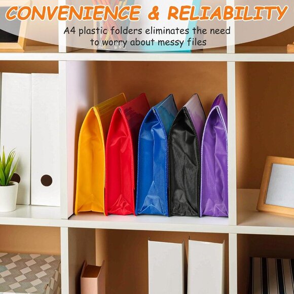 5Pack A4 Plastic File Wallet Envelope Expanding File Folder Document Organizer w - Picture 5 of 6